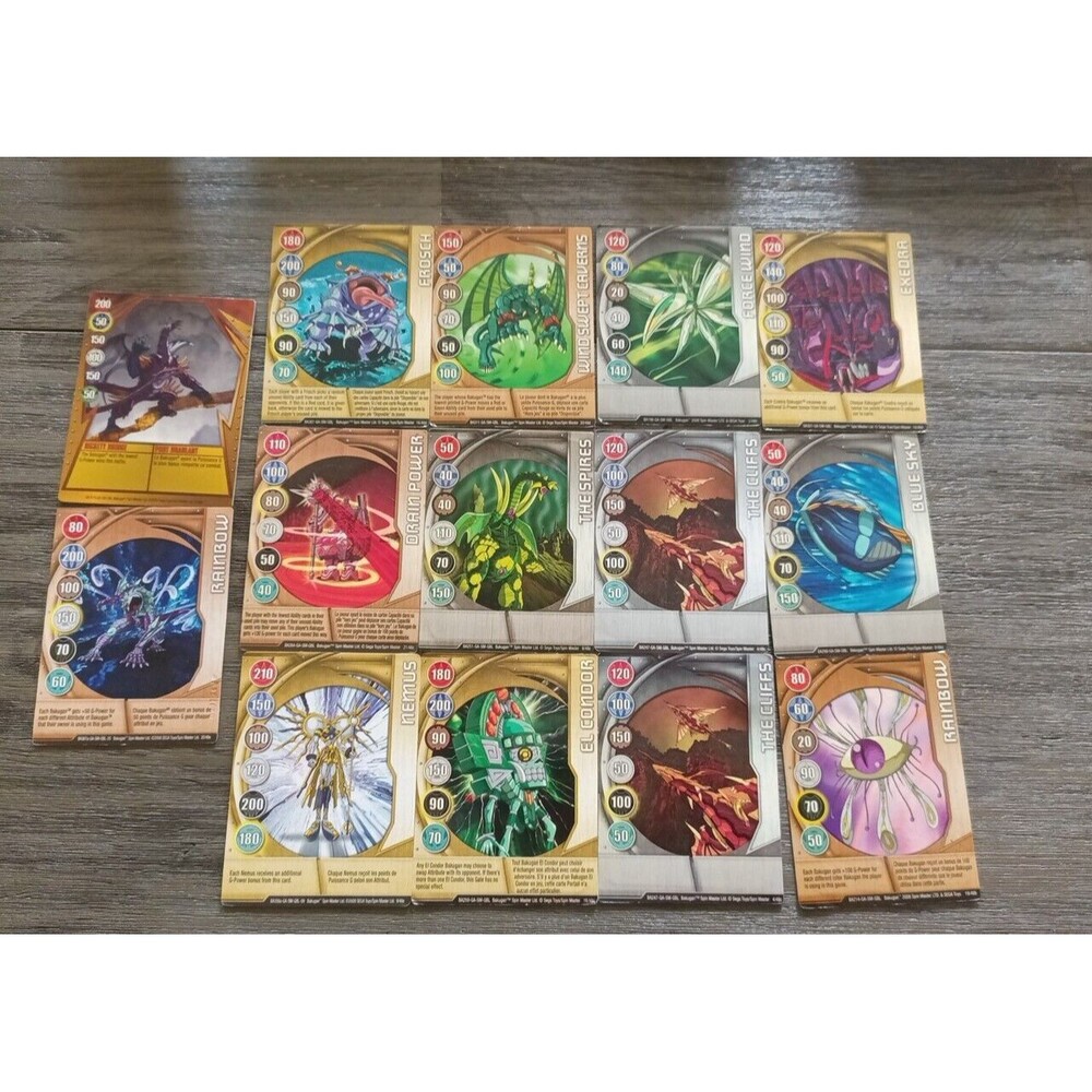 Bakugan Metal Card Lot Of 14. 2 Are Rare Serial Number Stamped Cards